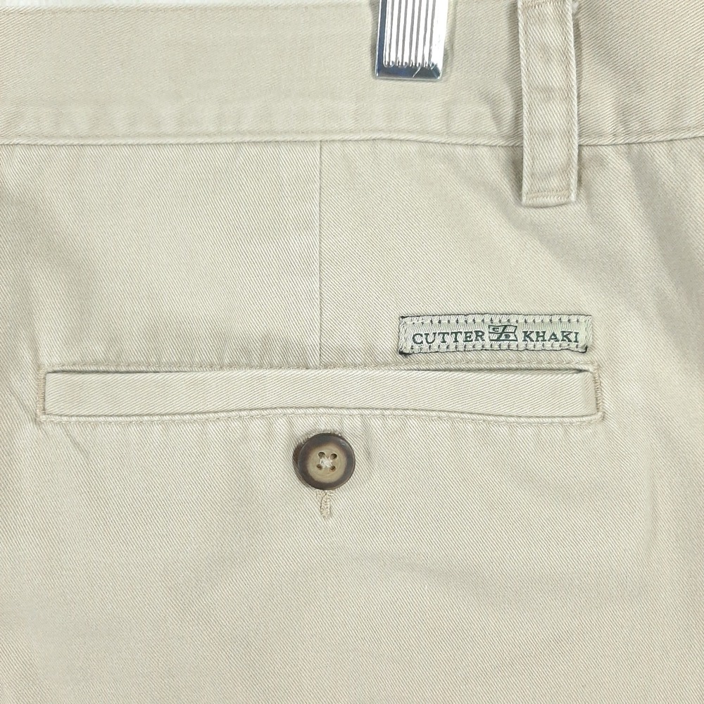 Cutter & Buck Mens Khaki Shorts 36 Double Pleated Cotton Twill Beige Tan Casual - Picture 8 of 8